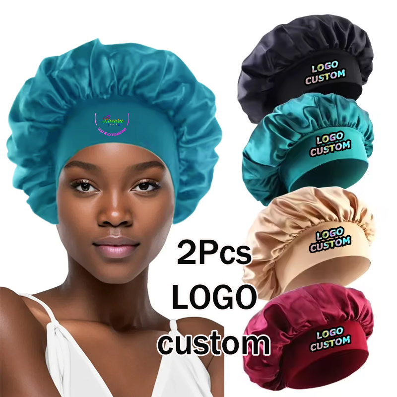 Hair Care Logo - Шелковые атласные шапочки для сна, ночные