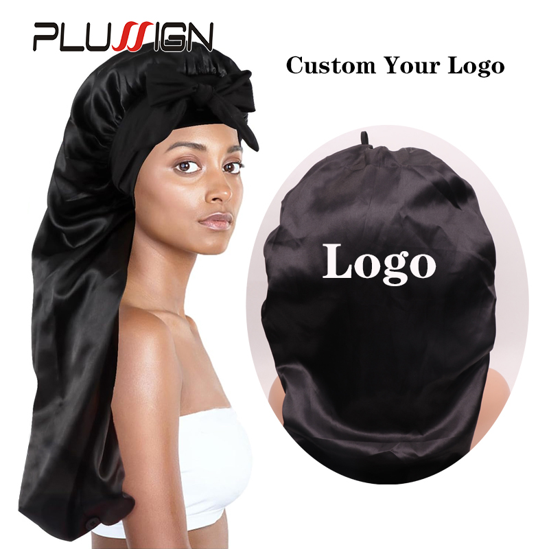 Hair Care Logo - 10 шт., Женская атласная длинная шапочка